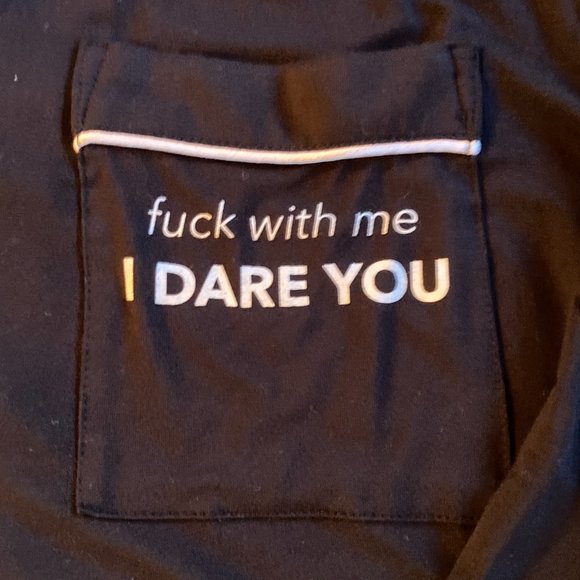 Los Angeles Trading Company  Black Pajama Set "F With Me, I DARE YOU" M/L  New! - Picture 3 of 10